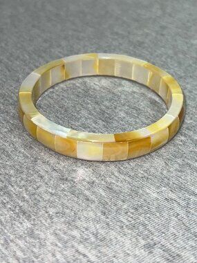 Mother Of Pearl Inlay Yellow & White Bracelet – 2.75" Inner Diameter